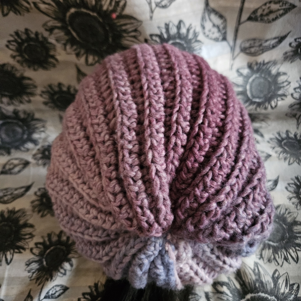Purple Crochet Handmade Beanie Hat - Picture 4 of 12